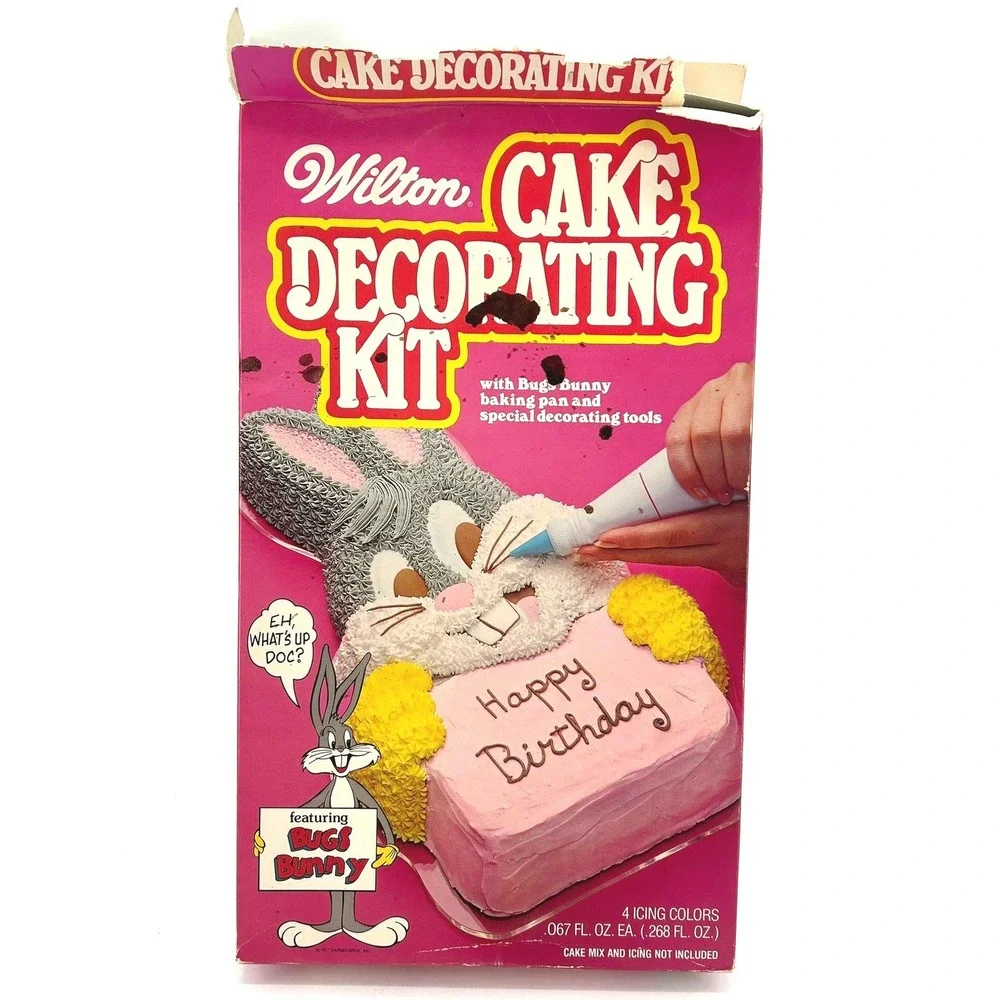 Vtg 1977 Wilton Bugs Bunny Cake Decorating Kit Looney Tunes Baking Pan 3205-276